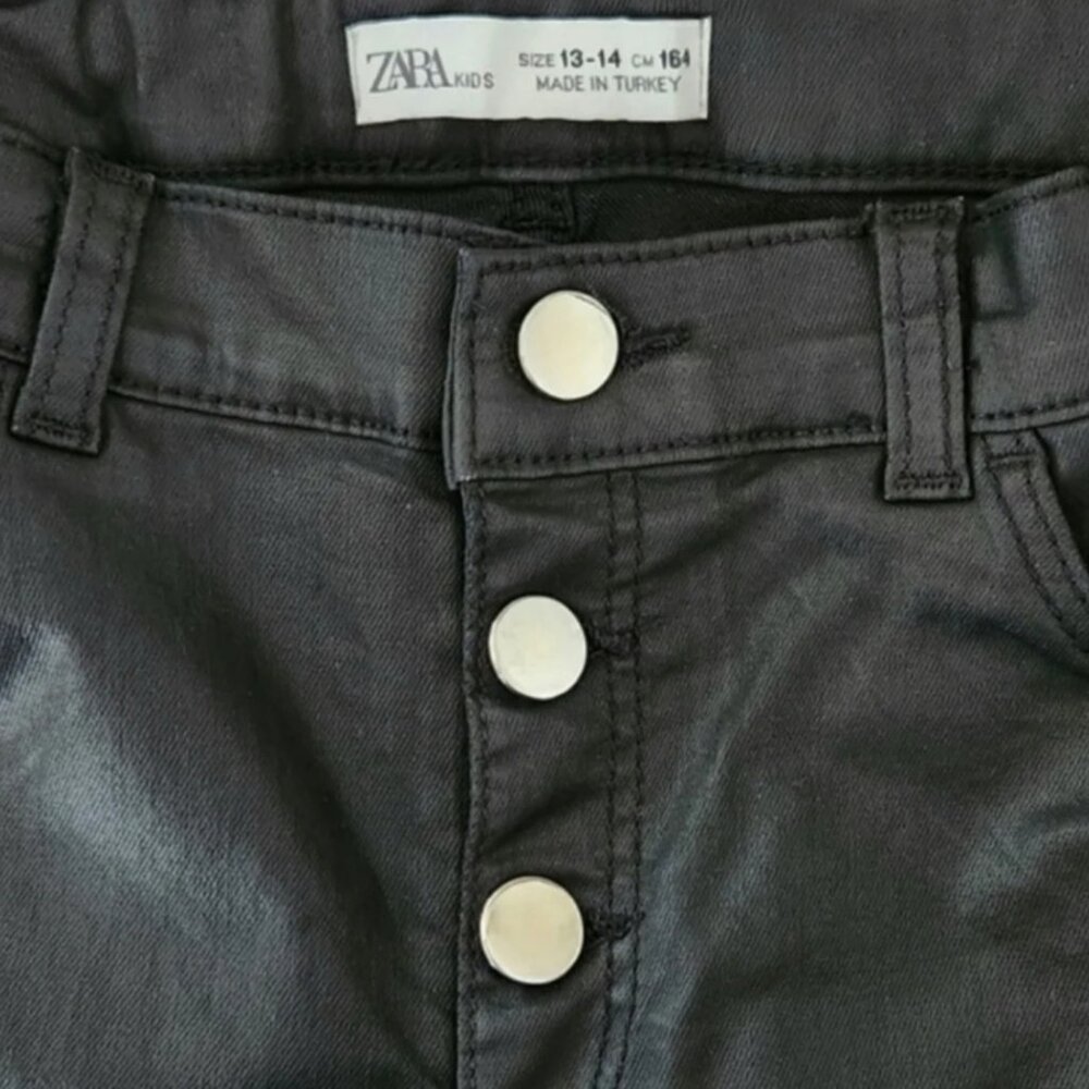 Zara Kids Black Faux Leather Pants - Picture 3 of 8